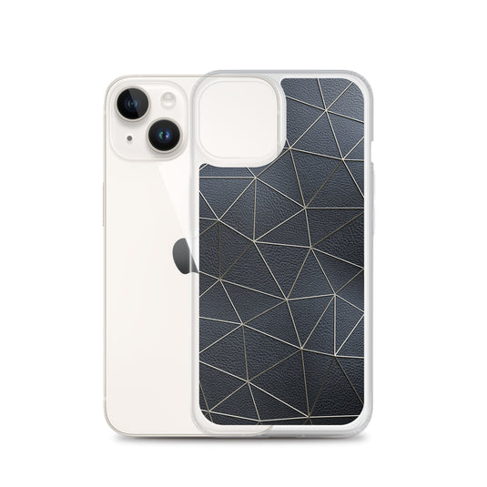 Golden Polygon Black Leather iPhone Clear Thin Case CREATIVETECH