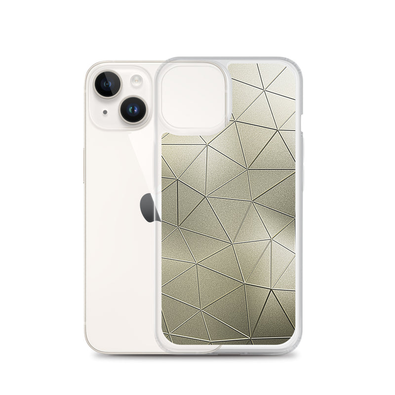 Load image into Gallery viewer, Golden Metal Polygon iPhone Clear Thin Case CREATIVETECH
