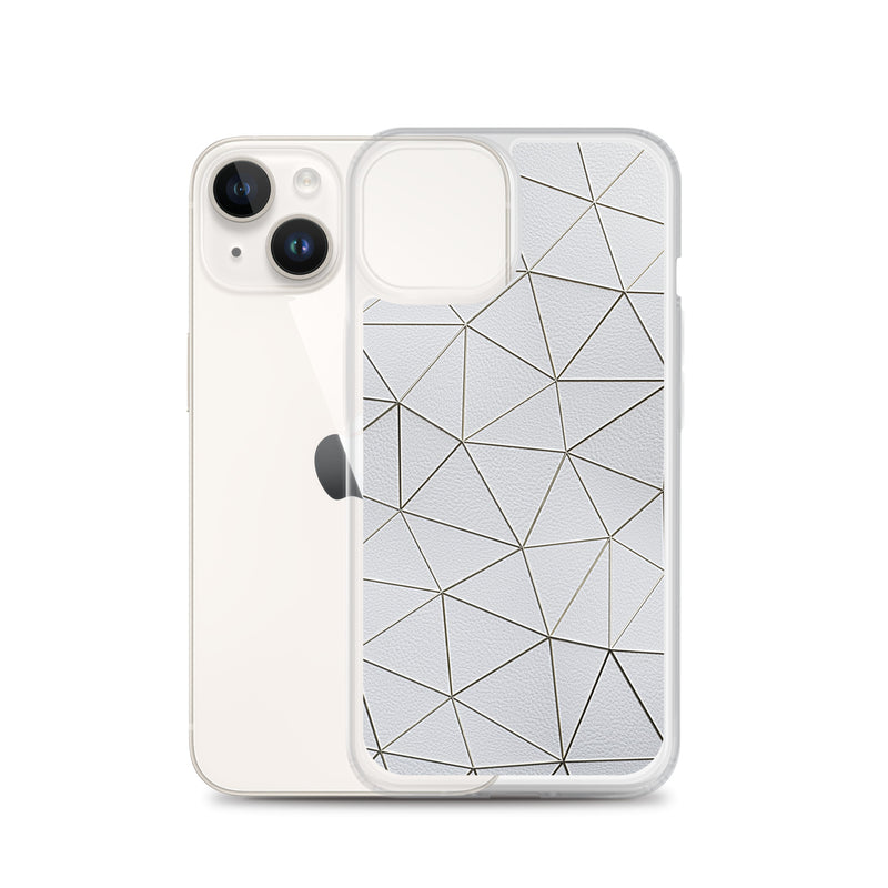 Load image into Gallery viewer, Gold Polygon White Leather iPhone Clear Thin Case CREATIVETECH