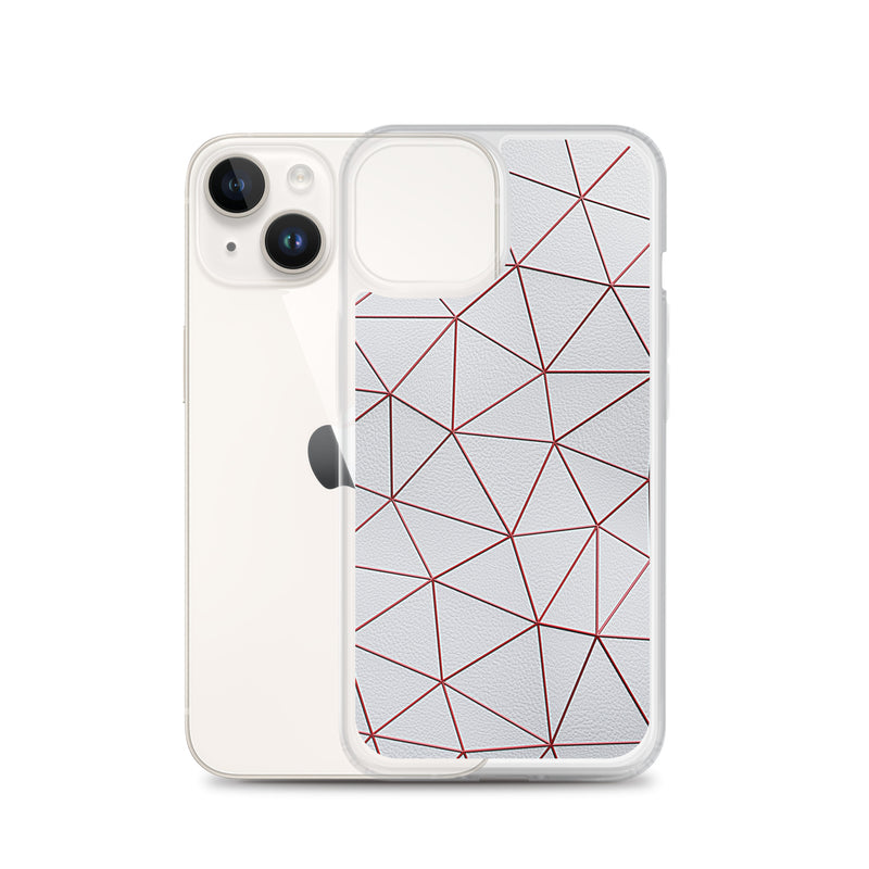 Load image into Gallery viewer, Red Polygon White Leather iPhone Clear Thin Case CREATIVETECH