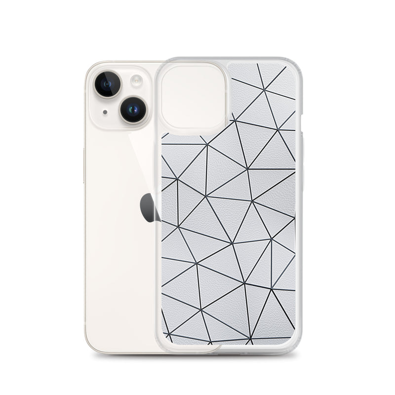 Load image into Gallery viewer, Black Polygon White Leather iPhone Clear Thin Case CREATIVETECH
