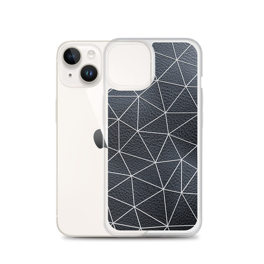 White Polygon Black Leather iPhone Clear Thin Case CREATIVETECH