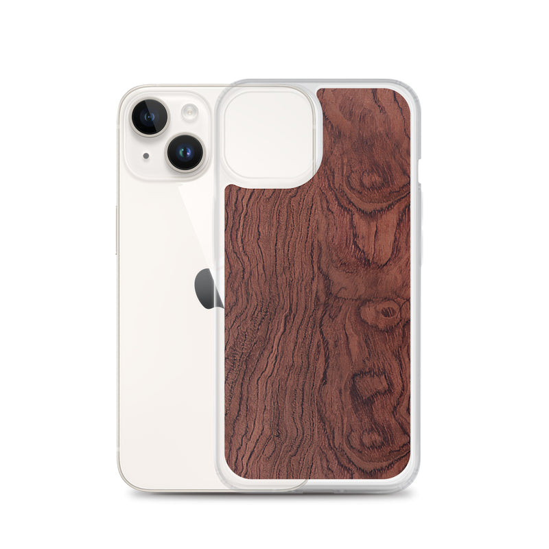 Load image into Gallery viewer, Bubinga Brown Wood iPhone Clear Thin Case CREATIVETECH
