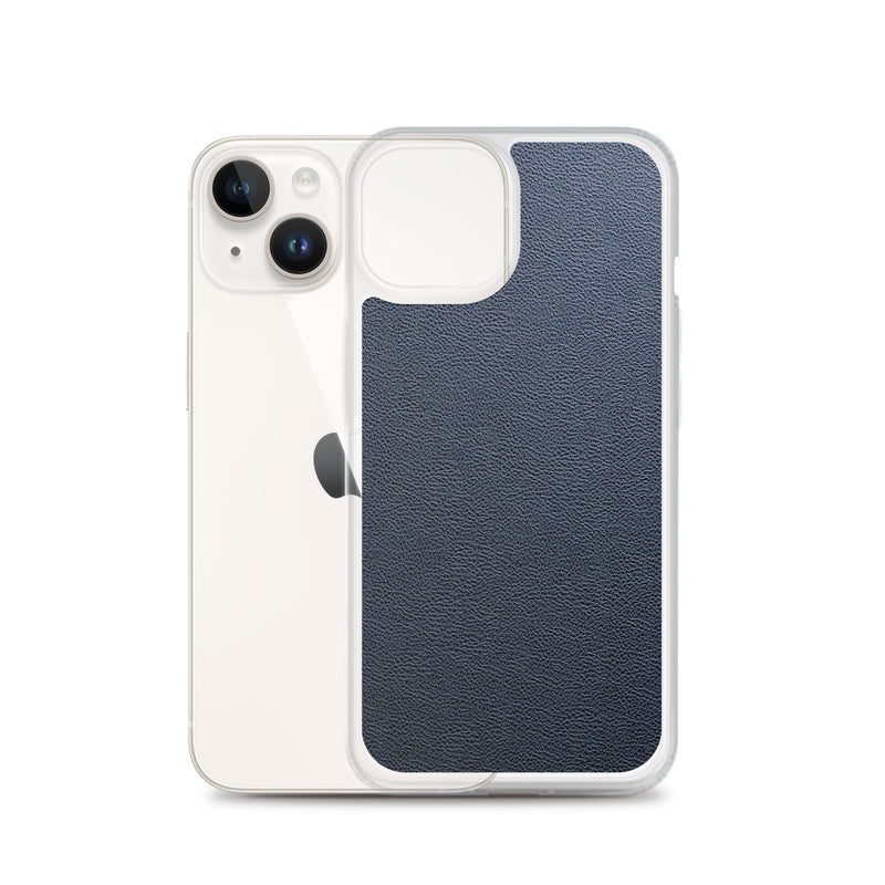 Load image into Gallery viewer, Dark Blue Leather iPhone Clear Thin Case CREATIVETECH
