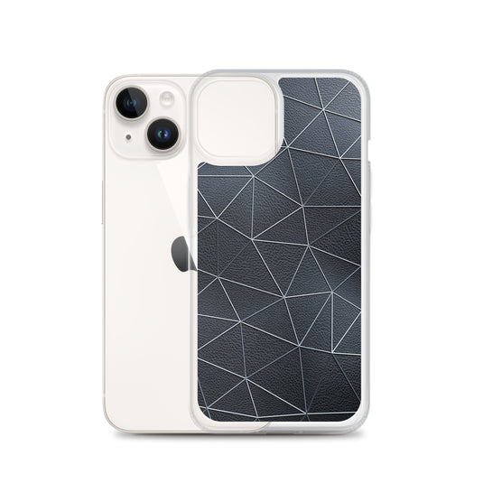 Silver Polygon Black Leather iPhone Clear Thin Case CREATIVETECH