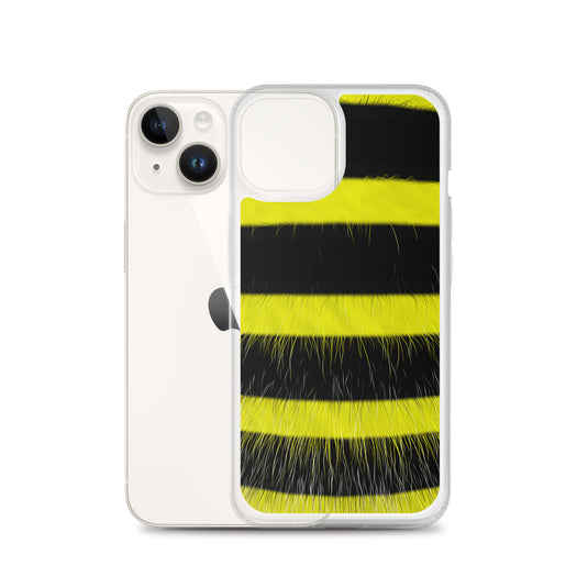 Fluffy Bee Yellow Black iPhone Clear Thin Case CREATIVETECH