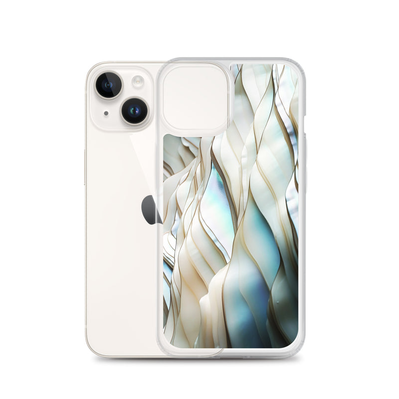 Load image into Gallery viewer, Cream Blue White Pearl iPhone Clear Thin Case CREATIVETECH
