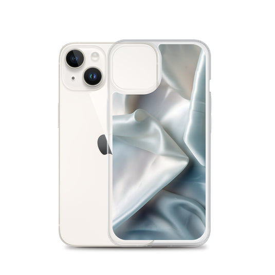 White Satin Pearl Cloth iPhone Clear Thin Case CREATIVETECH