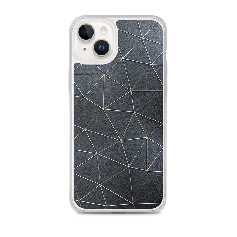 Load image into Gallery viewer, Golden Polygon Black Leather iPhone Clear Thin Case CREATIVETECH