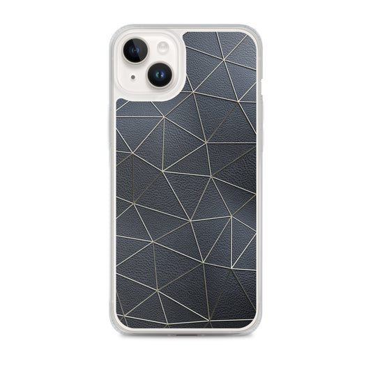 Golden Polygon Black Leather iPhone Clear Thin Case CREATIVETECH