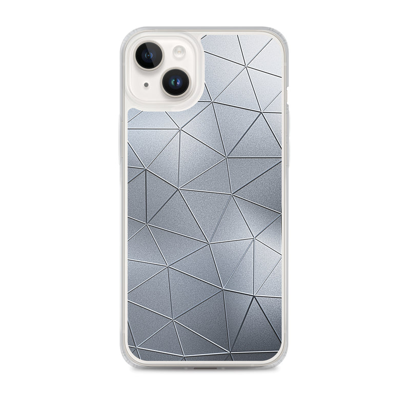 Load image into Gallery viewer, Silver Metal Polygon iPhone Clear Thin Case CREATIVETECH
