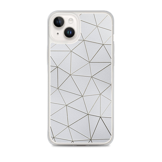 Gold Polygon White Leather iPhone Clear Thin Case CREATIVETECH