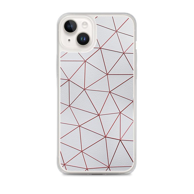 Load image into Gallery viewer, Red Polygon White Leather iPhone Clear Thin Case CREATIVETECH