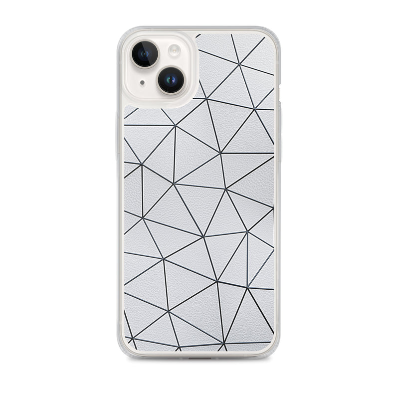 Load image into Gallery viewer, Black Polygon White Leather iPhone Clear Thin Case CREATIVETECH
