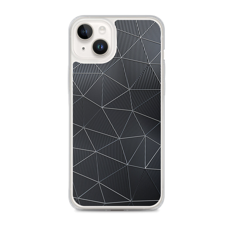 Load image into Gallery viewer, Silver Polygon Carbon Fiber iPhone Clear Thin Case CREATIVETECH
