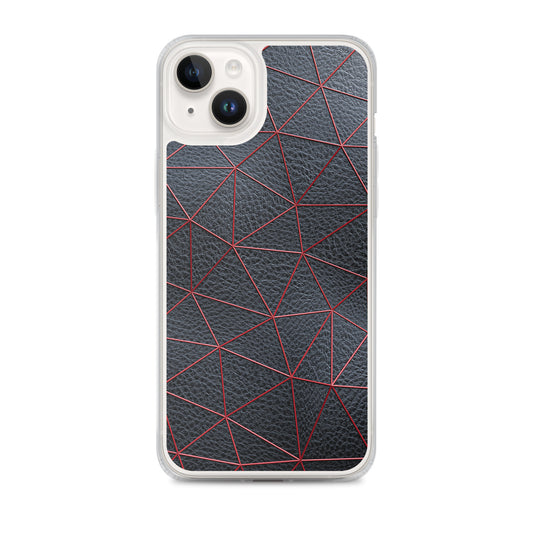 Red Polygon Black Leather iPhone Clear Thin Case CREATIVETECH