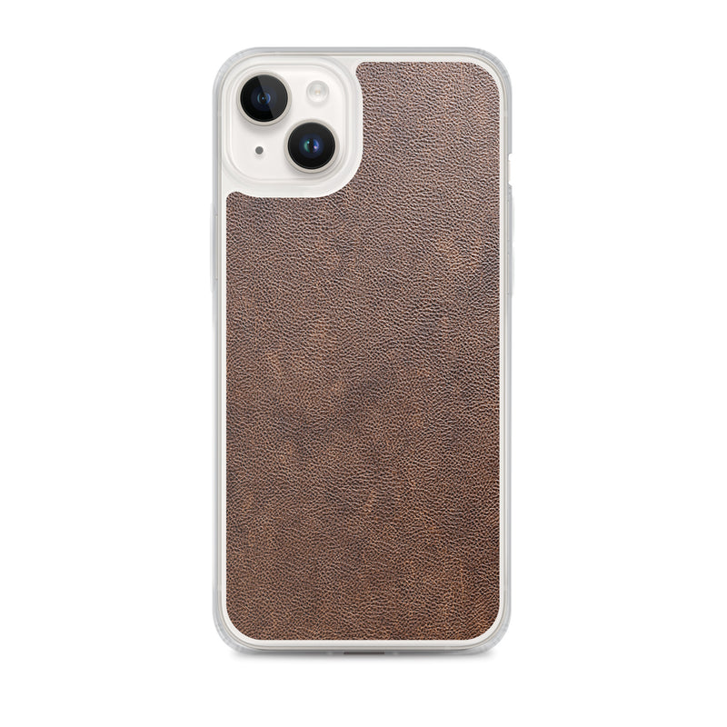 Load image into Gallery viewer, Light Brown Leather iPhone Clear Thin Case CREATIVETECH
