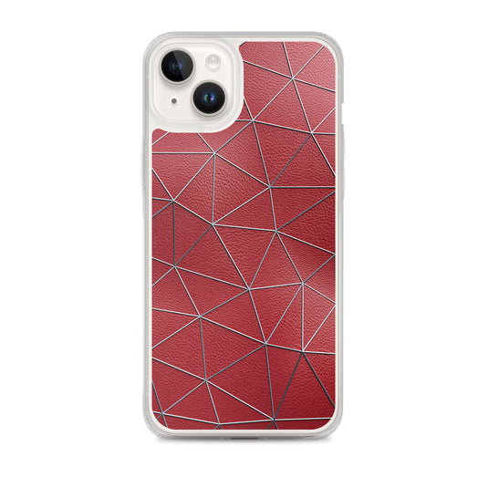 Silver Polygon Red Leather iPhone Clear Thin Case CREATIVETECH