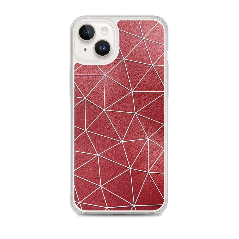 Load image into Gallery viewer, White Polygon Red Leather iPhone Clear Thin Case CREATIVETECH
