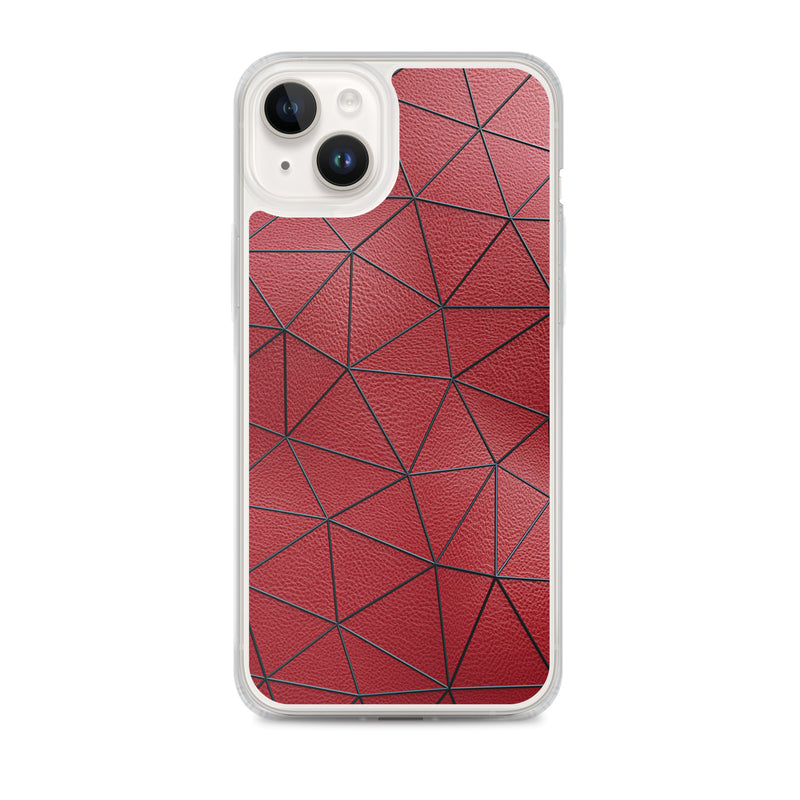 Load image into Gallery viewer, Black Polygon Red Leather iPhone Clear Thin Case CREATIVETECH
