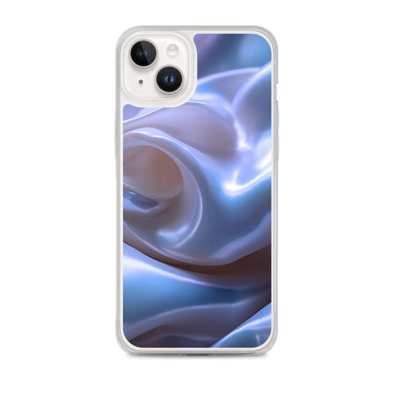 Load image into Gallery viewer, Blue Satin Pearl Cloth iPhone Clear Thin Case CREATIVETECH
