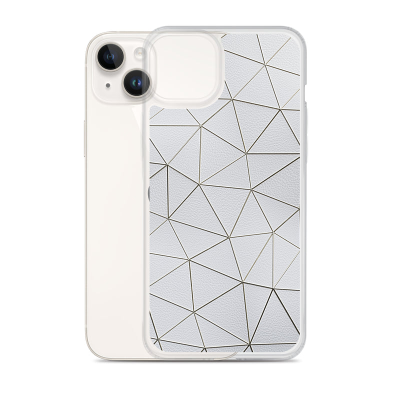 Load image into Gallery viewer, Gold Polygon White Leather iPhone Clear Thin Case CREATIVETECH
