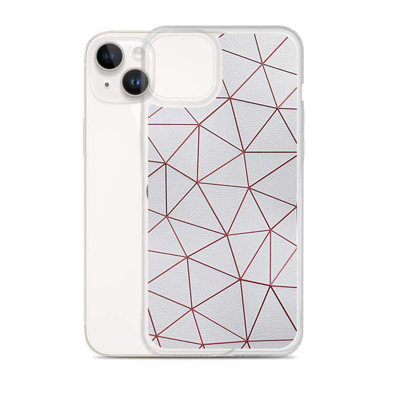 Load image into Gallery viewer, Red Polygon White Leather iPhone Clear Thin Case CREATIVETECH