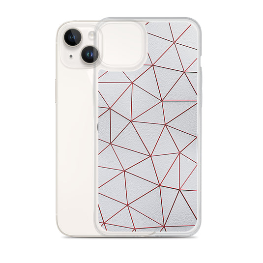 Red Polygon White Leather iPhone Clear Thin Case CREATIVETECH