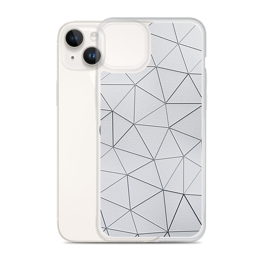 Silver Polygon White Leather iPhone Clear Thin Case CREATIVETECH