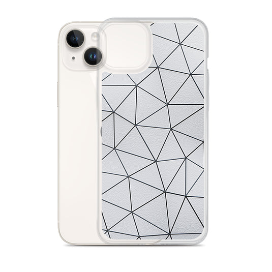 Black Polygon White Leather iPhone Clear Thin Case CREATIVETECH