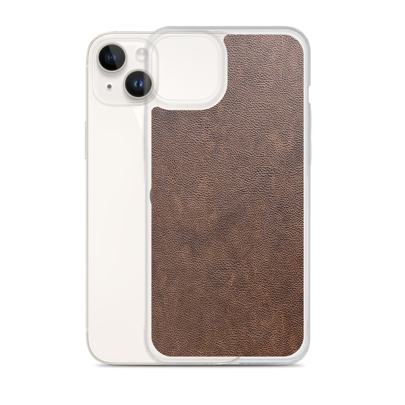 Load image into Gallery viewer, Light Brown Leather iPhone Clear Thin Case CREATIVETECH
