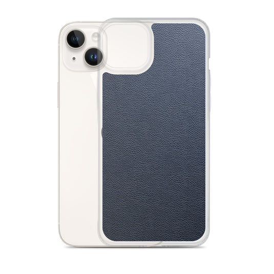 Dark Blue Leather iPhone Clear Thin Case CREATIVETECH