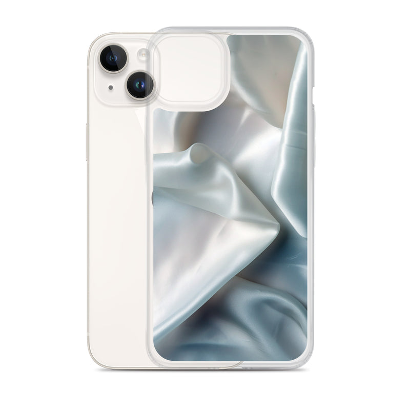 Load image into Gallery viewer, White Satin Pearl Cloth iPhone Clear Thin Case CREATIVETECH
