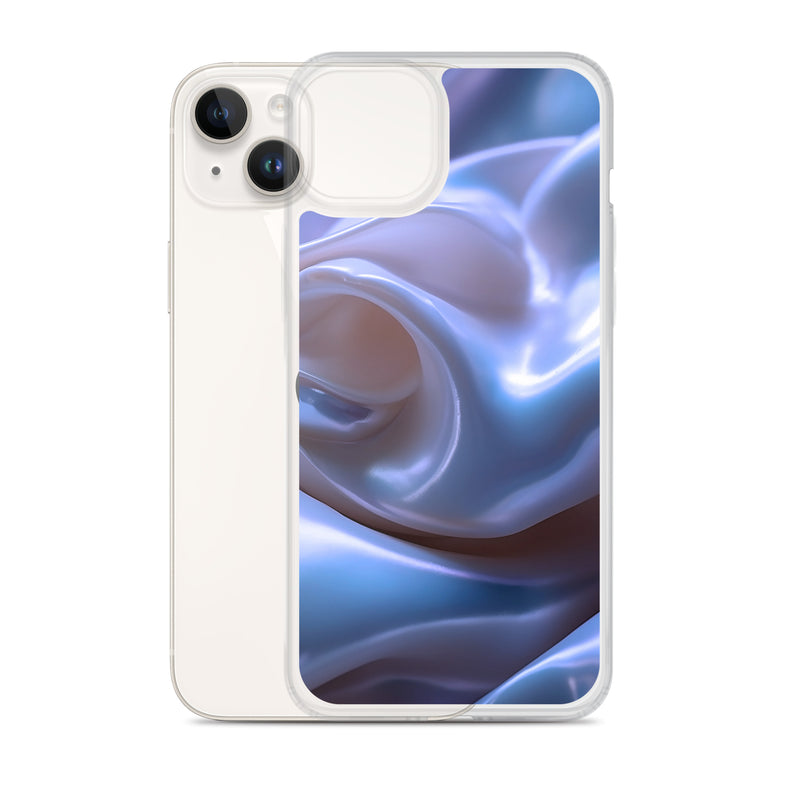 Load image into Gallery viewer, Blue Satin Pearl Cloth iPhone Clear Thin Case CREATIVETECH
