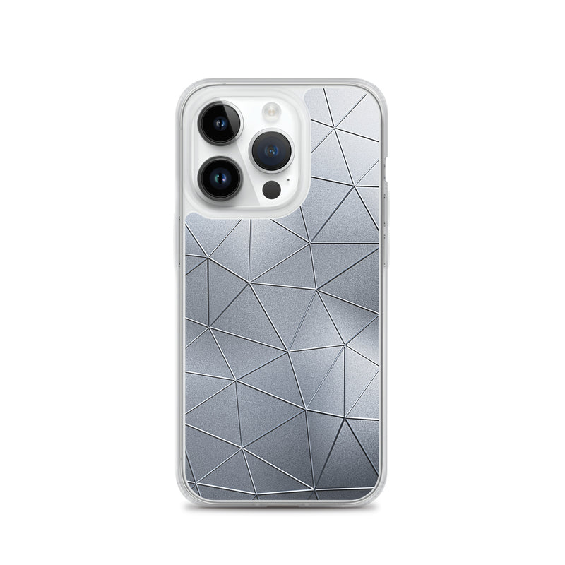 Load image into Gallery viewer, Silver Metal Polygon iPhone Clear Thin Case CREATIVETECH
