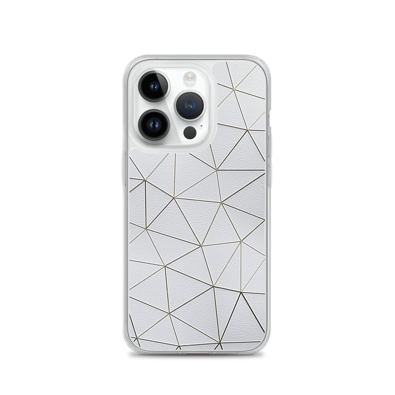 Load image into Gallery viewer, Gold Polygon White Leather iPhone Clear Thin Case CREATIVETECH