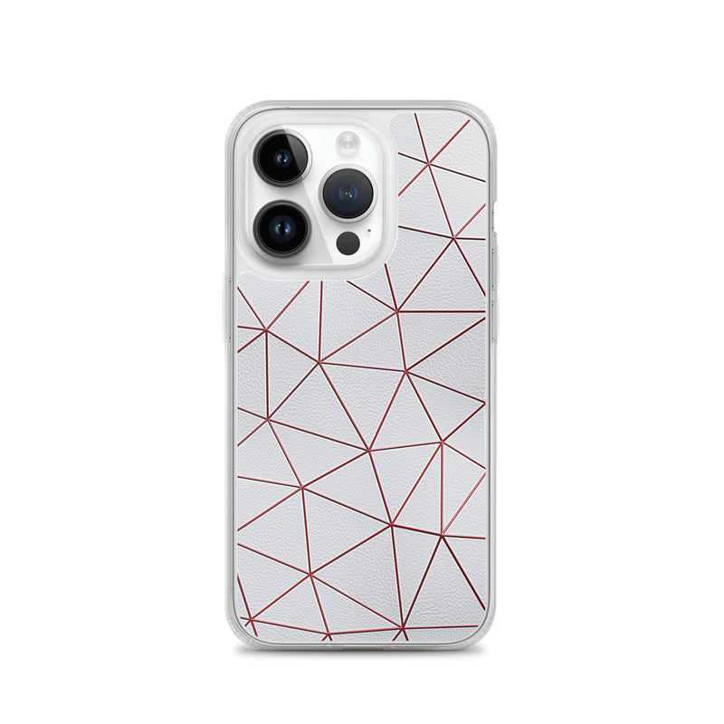 Load image into Gallery viewer, Red Polygon White Leather iPhone Clear Thin Case CREATIVETECH