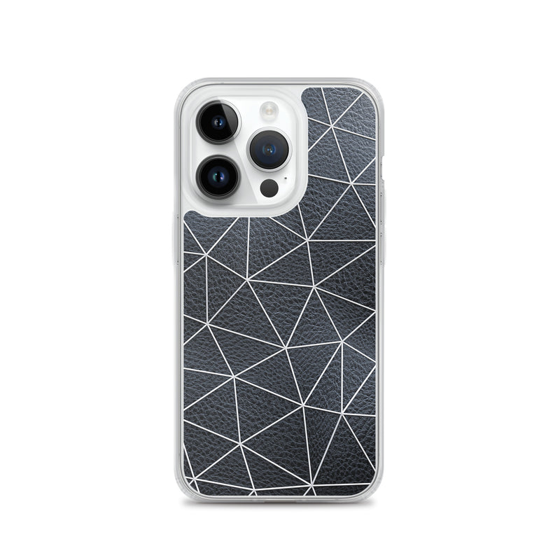 Load image into Gallery viewer, White Polygon Black Leather iPhone Clear Thin Case CREATIVETECH