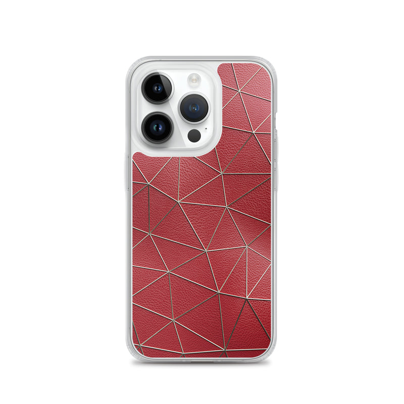 Load image into Gallery viewer, Golden Polygon Red Leather iPhone Clear Thin Case CREATIVETECH
