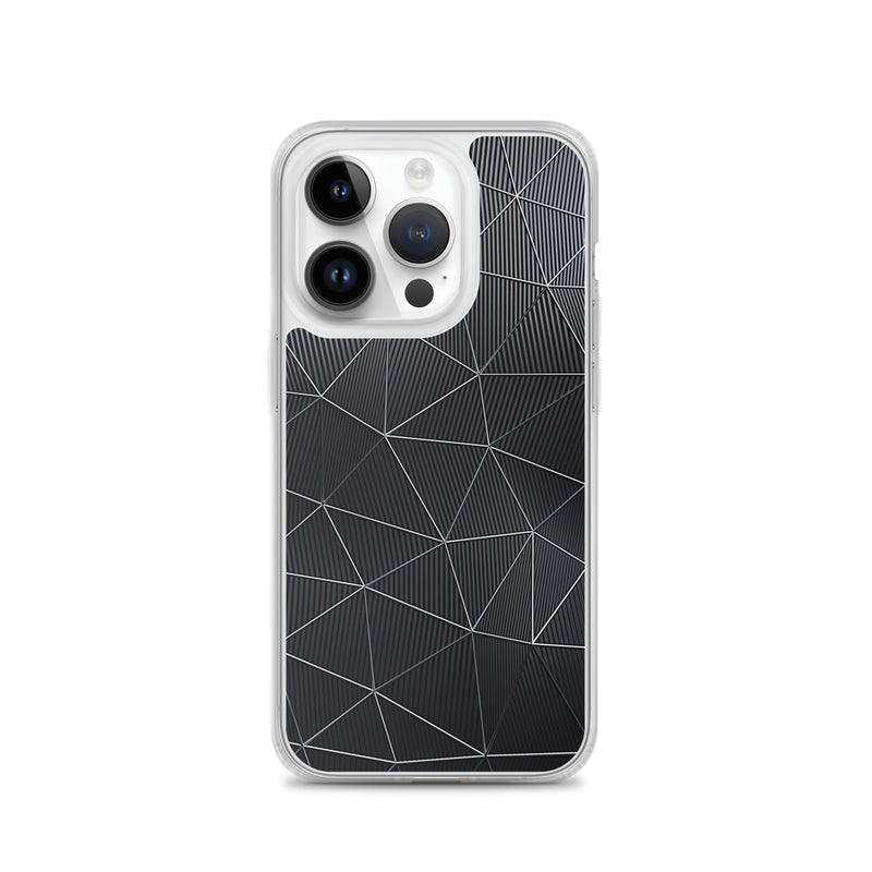 Load image into Gallery viewer, Silver Polygon Carbon Fiber iPhone Clear Thin Case CREATIVETECH