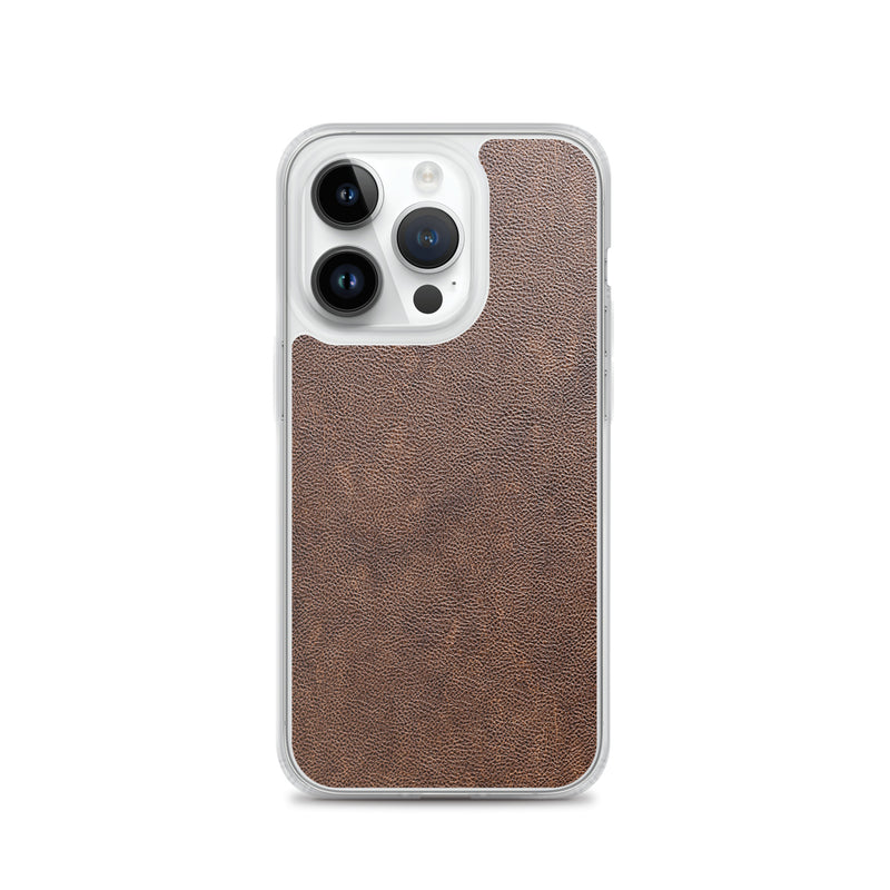 Load image into Gallery viewer, Light Brown Leather iPhone Clear Thin Case CREATIVETECH