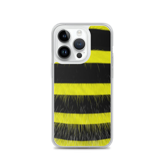 Fluffy Bee Yellow Black iPhone Clear Thin Case CREATIVETECH