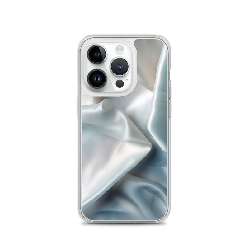 Load image into Gallery viewer, White Satin Pearl Cloth iPhone Clear Thin Case CREATIVETECH
