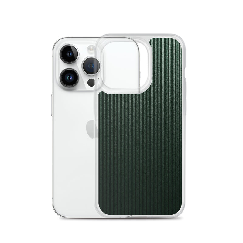 Load image into Gallery viewer, Dark Green Striped Carbon Fiber iPhone Clear Thin Case CREATIVETECH