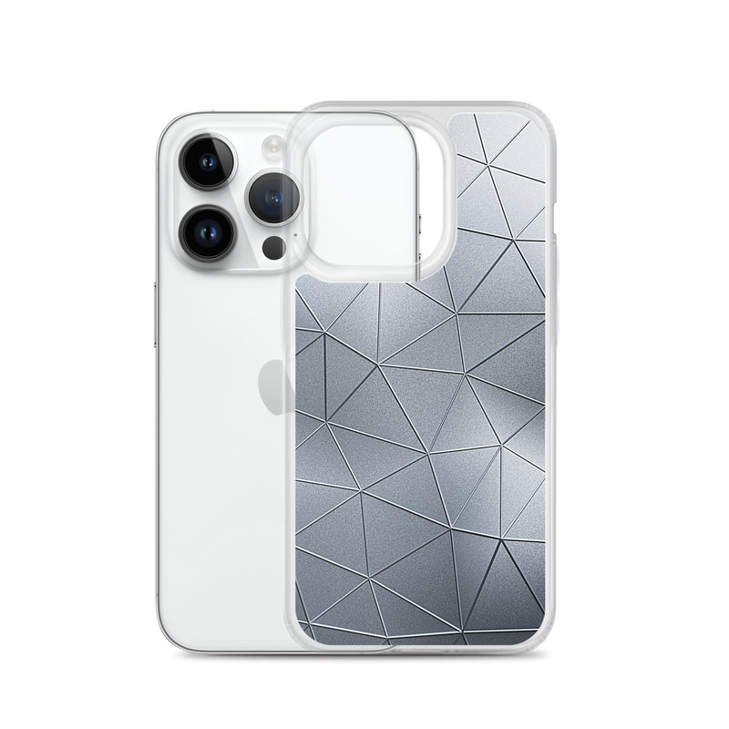 Load image into Gallery viewer, Silver Metal Polygon iPhone Clear Thin Case CREATIVETECH
