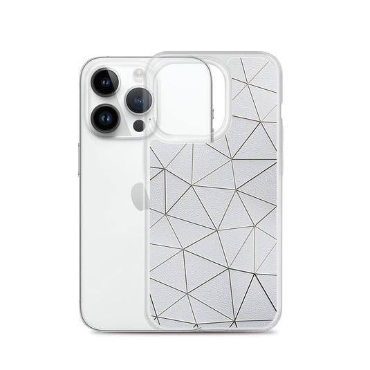 Gold Polygon White Leather iPhone Clear Thin Case CREATIVETECH