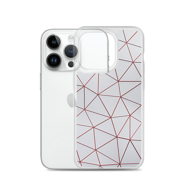 Load image into Gallery viewer, Red Polygon White Leather iPhone Clear Thin Case CREATIVETECH