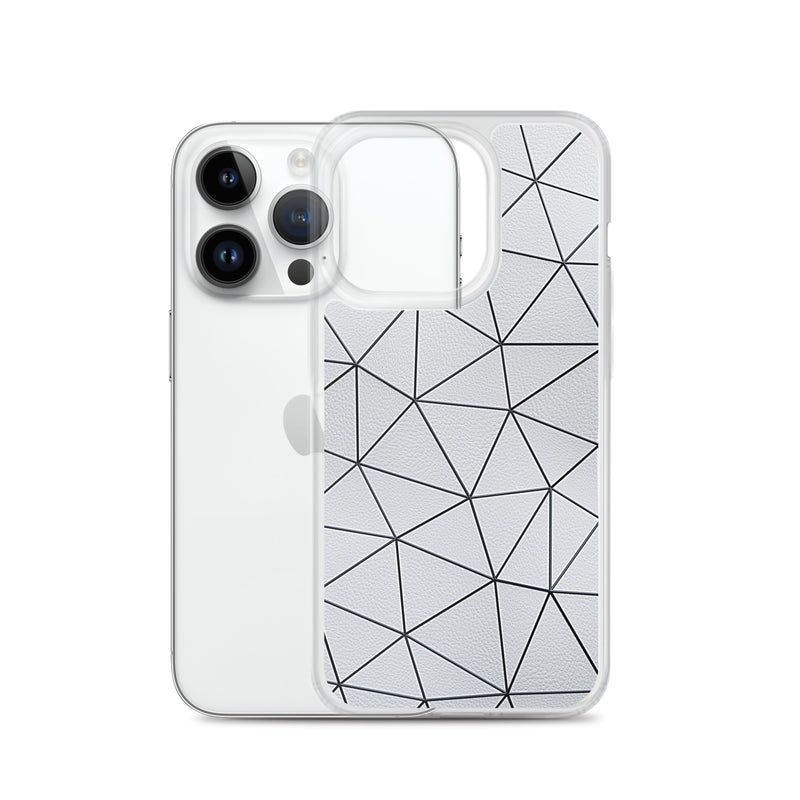 Load image into Gallery viewer, Black Polygon White Leather iPhone Clear Thin Case CREATIVETECH
