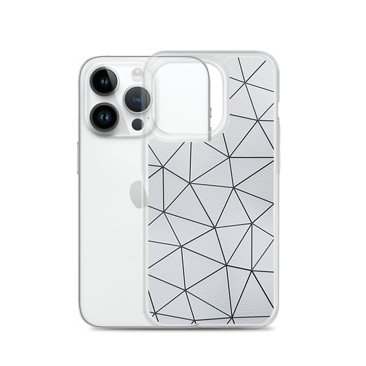 Black Polygon White Leather iPhone Clear Thin Case CREATIVETECH