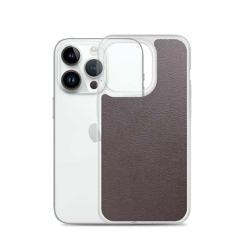 Load image into Gallery viewer, Dark Brown Leather iPhone Clear Thin Case CREATIVETECH
